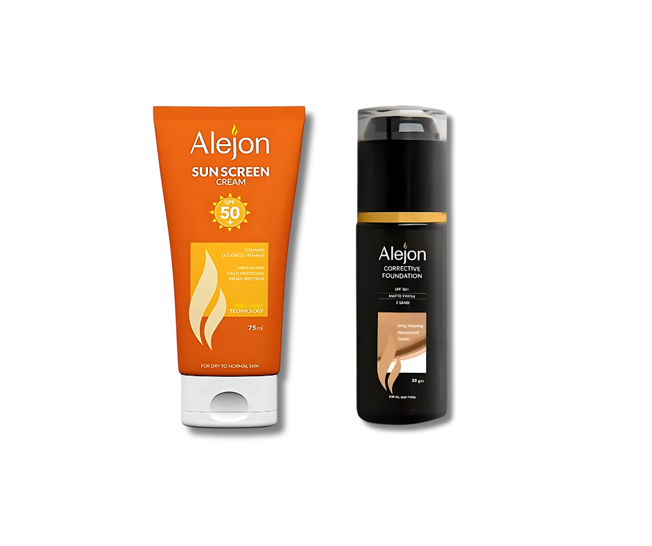 اليجون فونديشن غامق 30مل + اليجون صن اسكرين كريم 75 مل عرض